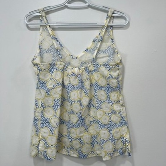 Derek Rose London Womens Pajama Set Small NWT Cotton Tank Floral Blue Yellow - Picture 3 of 13